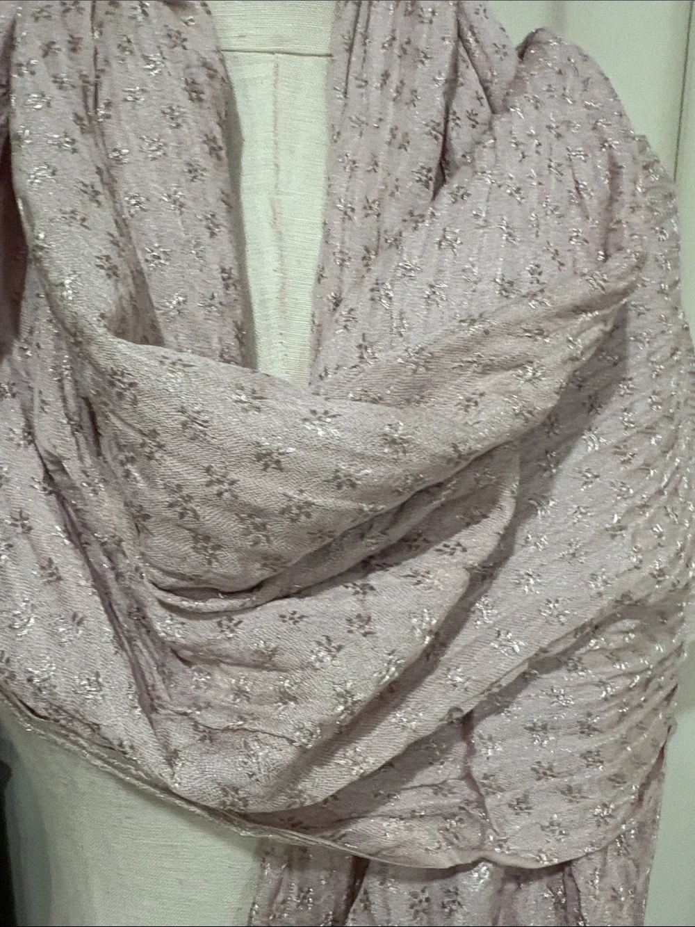 Vintage Bajra handmade 100% SILK Light Pink Scarf - Lightweight Textured Wrap